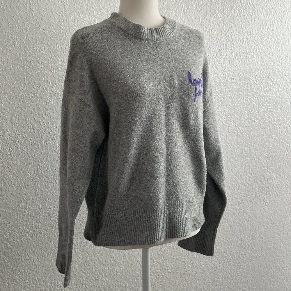 A New Day Gray “Love That For You” Embroidered Sweater Small Crewneck